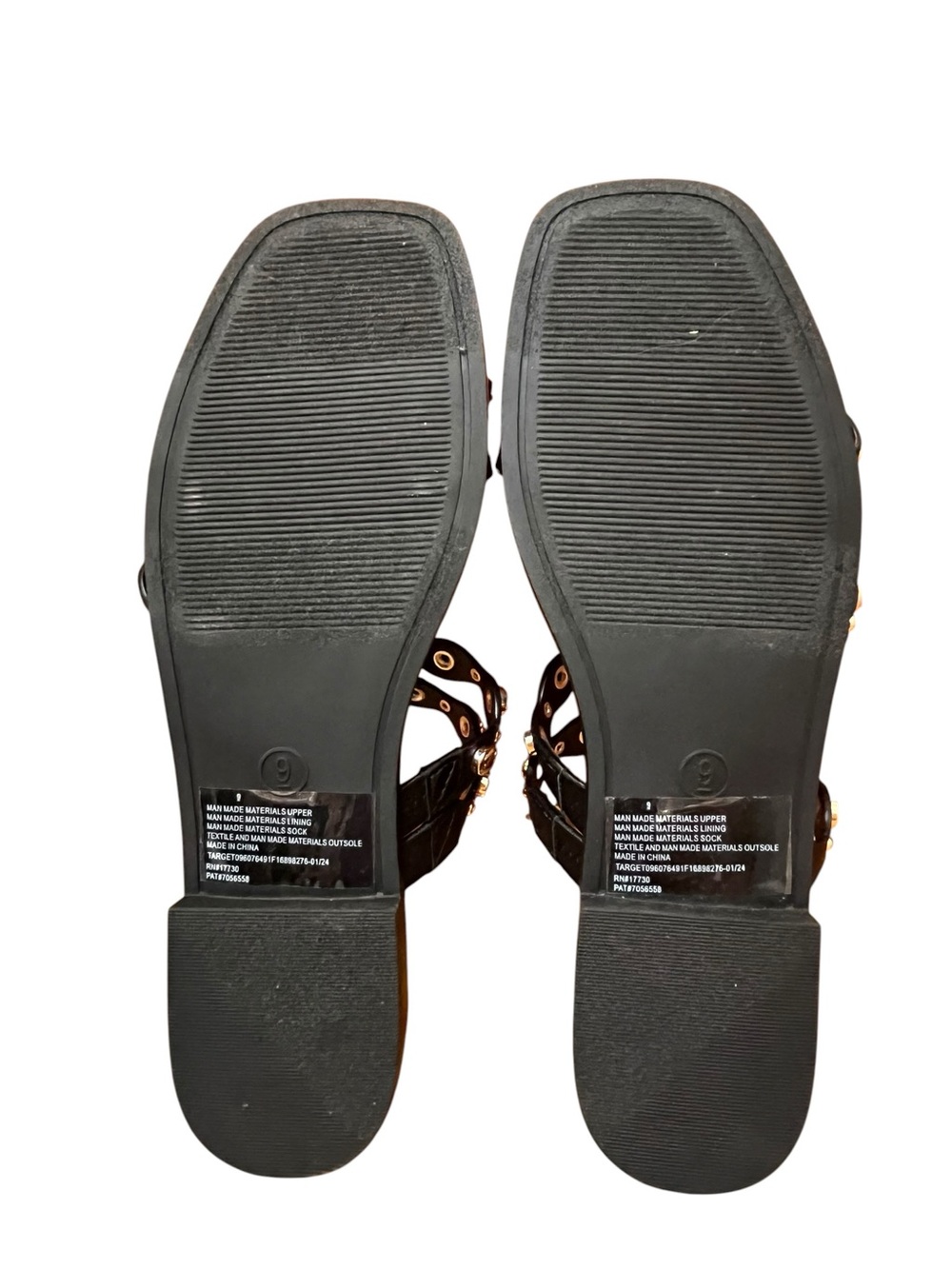 A New Day Black Studded Sandals Strappy Slide Mule Flats Goth Urban Beach Size 9 - Picture 8 of 9